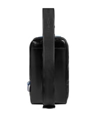 PIQUADRO BLUE SQUARE Rucsac din piele cu un singur umăr negru - Genți de umăr bărbați - 3