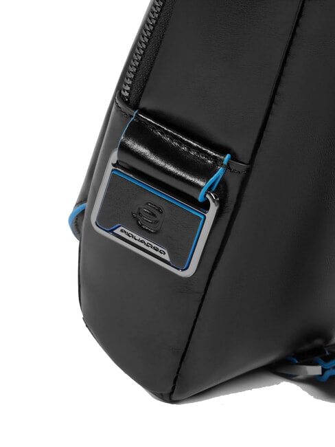 BLUE SQUARE Rucsac din piele cu un singur umăr negru - Genți de umăr bărbați