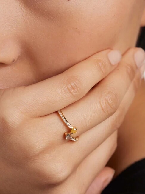 JUNO Inel cu piatră placată cu aur aur - Inele