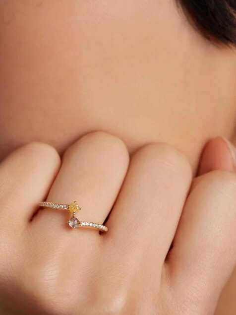 JUNO Inel cu piatră placată cu aur aur - Inele