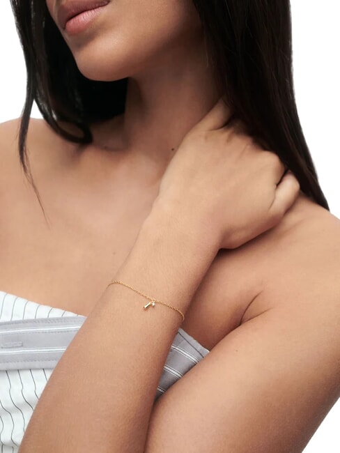 THE NEW ESSENTIALS KIRA Brățară cu lanț și zirconiu rotund și pandantiv tip picătură aur - Brățări