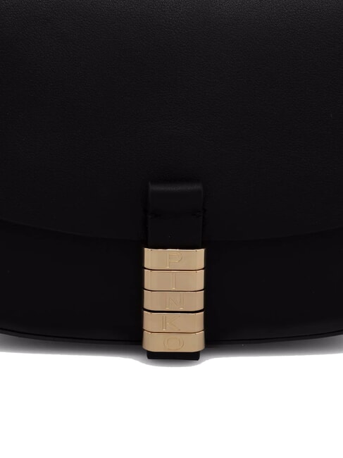 SADDLE Geantă mică de umăr din piele limuzină neagră mixtă. aur-n - Genți femei