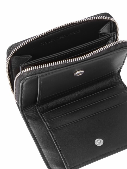 CKJ MINIMAL MONOGRAM Portofel mediu din piele pe negru - Portofele femei