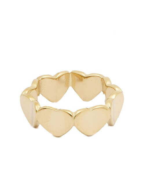 LOVELY Inel cu inimioare emailate și zirconii auriu-galben/turcoaz - Inele