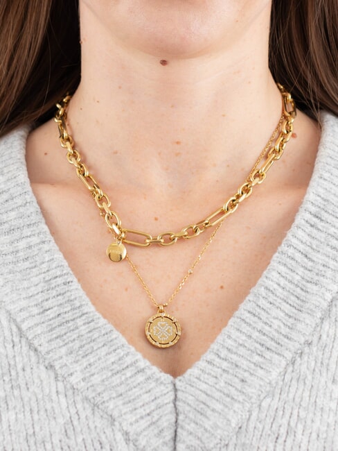 ALL OF US Colier cu două șiraguri și pandantive aur galben - Lănțișoare