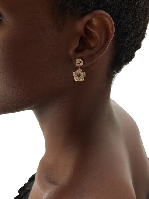 SHINING WINTER Cercei cu flori at&acirc;rnate aur galben - Cercei