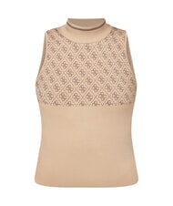 GUESS RN LISE 4G Maiou cu guler fals cafea și travertin - tricou - 3