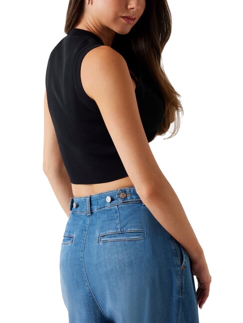 ALEXIA Șoricel scurt tricotat cu logo cu strasuri jetbla - tricou