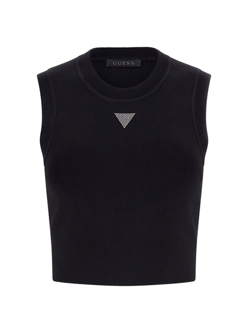 ALEXIA Șoricel scurt tricotat cu logo cu strasuri jetbla - tricou