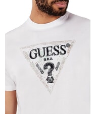 GUESS TRIANGLE Tricou din bumbac cu imprimeu alb purpuriu - tricou - 3
