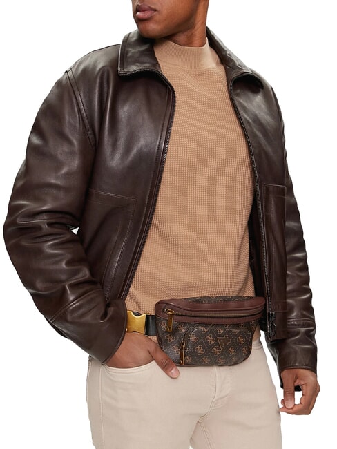 MILANO Geantă cu curea cu sigla imprimată maro/ocru - Borsete de brâu