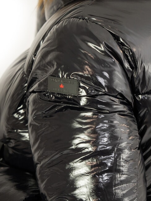 SUMMERSIDE Jachetă scurtă și strălucitoare cu puf negru strălucitor reciclat - Jachete de puf pentru femei