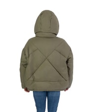 CANADIAN EUGENIE Jachetă scurtă din satin cu puf și glugă noapte de măsliniu - Jachete de puf pentru femei - 2