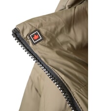 CANADIAN EUGENIE Jachetă scurtă din satin cu puf și glugă noapte de măsliniu - Jachete de puf pentru femei - 4