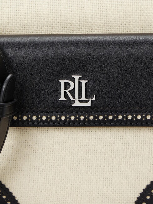 MARCY Geantă de paie pentru cameră cu buzunar natural deschis/negru - Genți femei