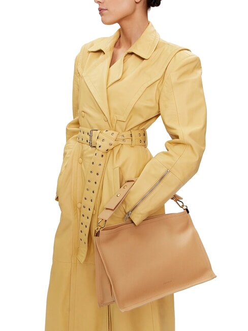 SNIP Geanta de umar din piele ciocanita fre.beige/sunri - Genți femei