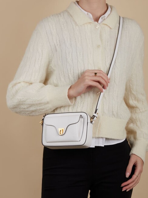 BEAT SOFT Mini geanta din piele texturata alb strălucitor - Genți femei