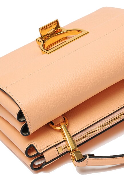 ARLETTIS Minigeantă din piele texturată răsărit - Genți femei