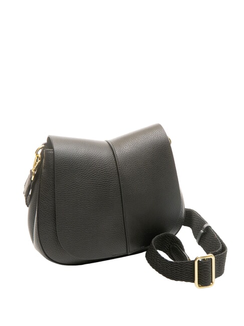 HELENA ROUND Geantă din piele cu curea dublă de umăr negru - Genți femei