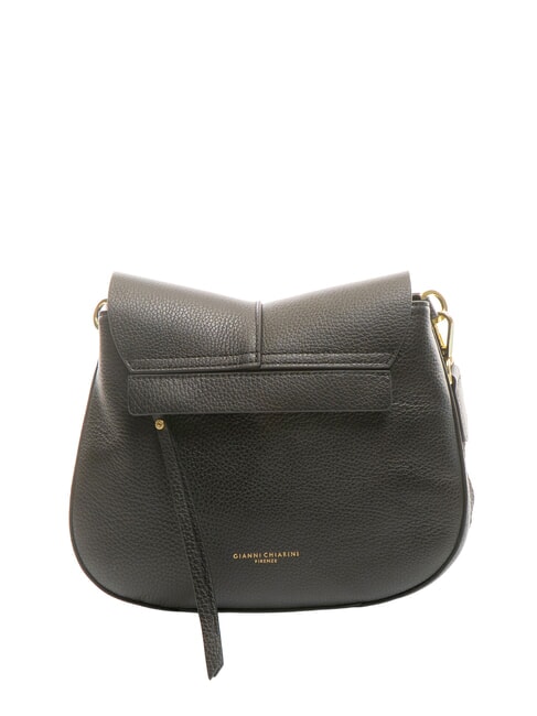 HELENA ROUND Geantă din piele cu curea dublă de umăr negru - Genți femei