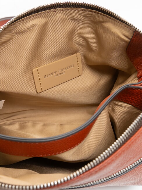 THREE Geanta de umar, din piele roșu cărămiziu - Genți femei