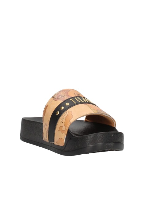 GEO  Papuci bej geometric/negru - Pantofi femei