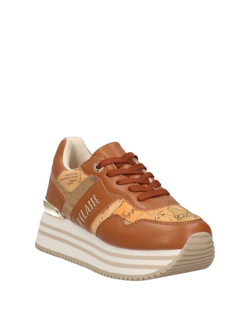 GEO JR Adidași cu platformă cu logo lateral Piele / Geo Beige - Pantofi femei