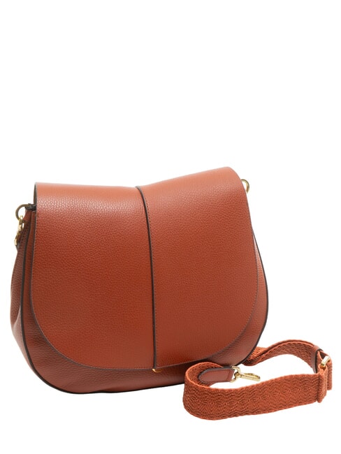 HELENA ROUND Geantă mică de umăr din piele roșu cărămiziu - Genți femei