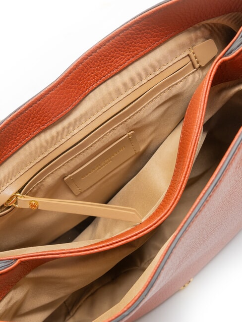 HELENA ROUND Geantă mică de umăr din piele roșu cărămiziu - Genți femei