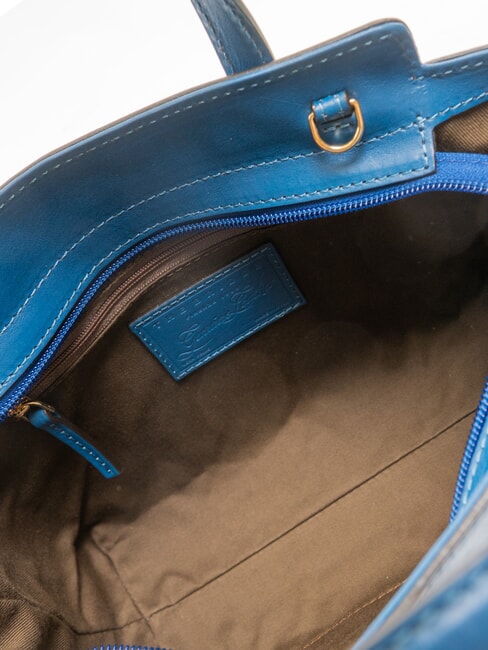 ELETTRA Geanta de mana din piele cu bareta de umar blugi scurti aur - Genți femei