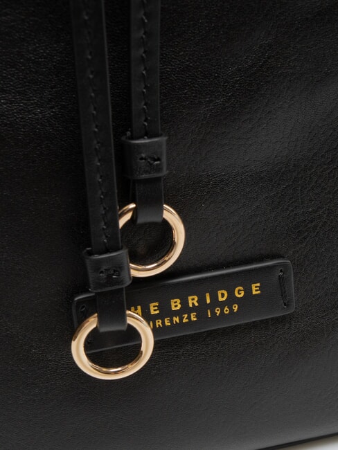 CARLOTTA Geanta ghiozdan din piele cu buzunare Negru de aur - Genți femei