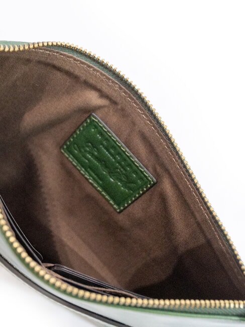 LUCREZIA Poșetă cu manșetă din piele engleză verde abb. aur - Genți femei
