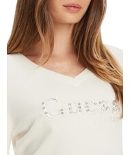 GUESS KENZIE LOGO Pulover cu decolteu &icirc;n V cremwhi - Pulovere pentru femei - 3