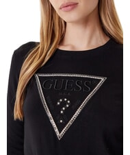 GUESS KIARA TRIANGLE LOGO Pulover cu guler rotund și strasuri jetbla - Pulovere pentru femei - 4