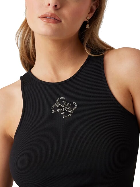 NEW SL ROUND GUENDALINA Top cu logo cu strasuri 4G jetbla - tricou