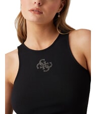 GUESS NEW SL ROUND GUENDALINA Top cu logo cu strasuri 4G jetbla - tricou - 3