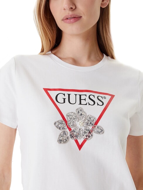 FLOWER BLING Tricou cu imprimeu și aplicație alb purpuriu - tricou