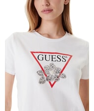 GUESS FLOWER BLING Tricou cu imprimeu și aplicație alb purpuriu - tricou - 3