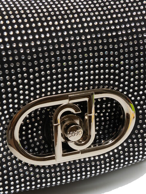 LAPUFFY Geantă de umăr micro cu strasuri negru/oțel - Genți femei