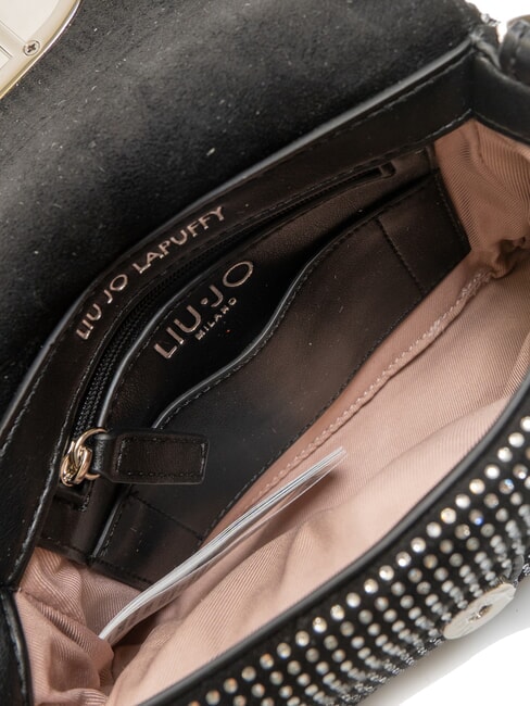 LAPUFFY Geantă de umăr micro cu strasuri negru/oțel - Genți femei