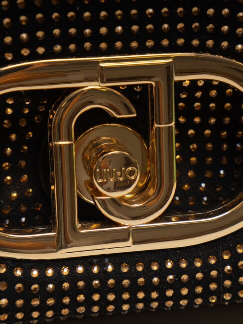 LAPUFFY Geantă de umăr micro cu strasuri negru/alamă auriu - Genți femei