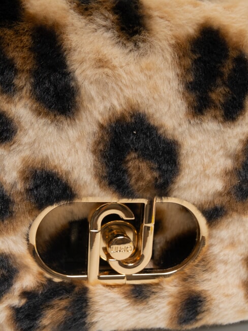 LAPUFFY Geantă de umăr din pluș cu imprimeu animal macul natural. - Genți femei