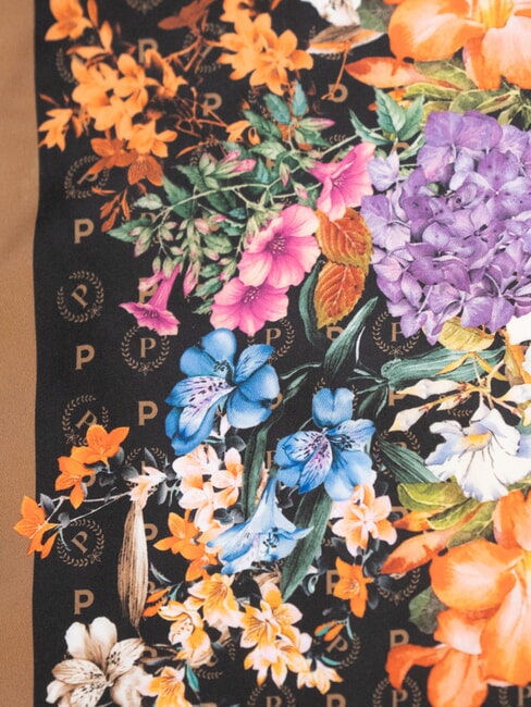 FLOWERS TWILL Eșarfă imprimată flori negre - Eșarfe