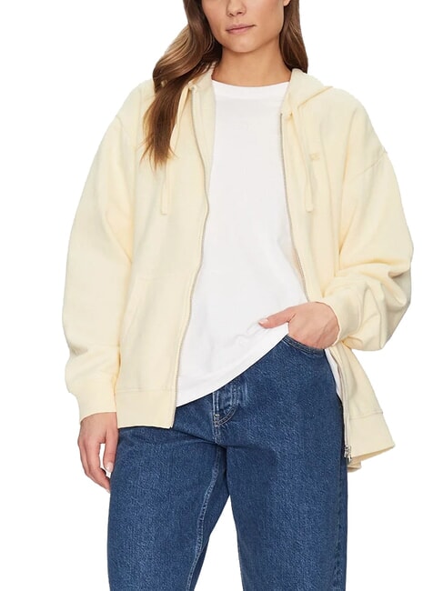 EVERYDAY Hanorac cu fermoar complet glazură de lămâie - Hanorace pentru femei