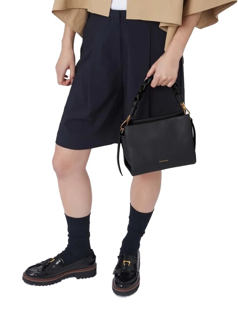 BOHEME GRANA DOUBLE Geanta de mana, cu bareta de umar, din piele negru/coniac - Genți femei