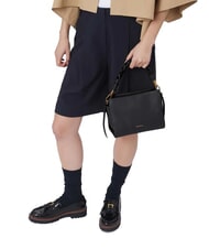 COCCINELLE BOHEME GRANA DOUBLE Geanta de mana, cu bareta de umar, din piele negru/coniac - Genți femei - 4