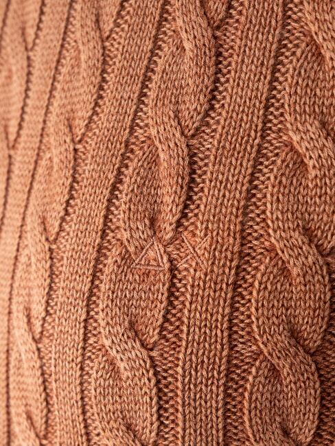 VINTAGE Pulover cu guler rotund, tricotat cu împletitură cacao - Pulovere pentru bărbați