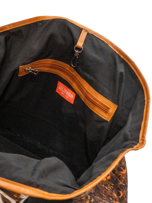 LOGO BEACH Geanta de plaja din panza bej/portocaliu fluorescent - Genți femei