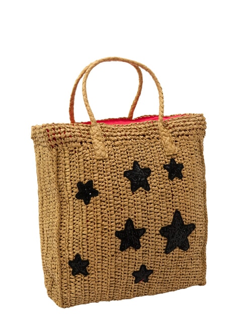 RAFIA Geantă de plajă din rafie nisip/ciclamen - Genți femei