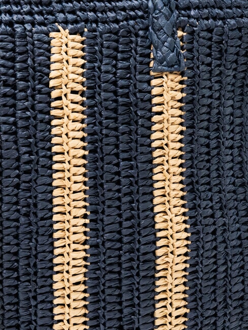 RAFIA Geantă de plajă din rafie albastru marin/alb crem - Genți femei